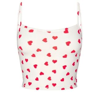 SKIMS - SLEEP STRAIGHT NECK CROPPED CAMI (RUBY & MARBLE HEART)